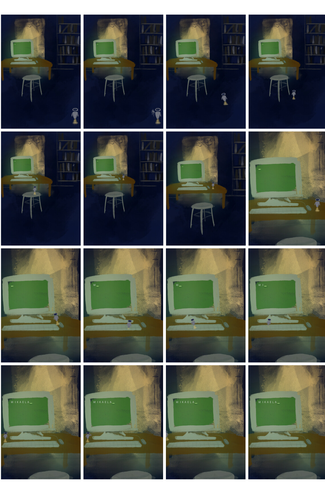 Storyboard av process för framtagning av animation